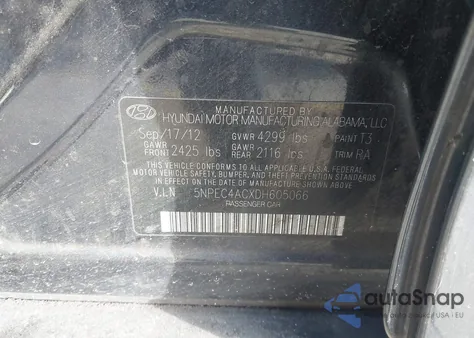 2013 Hyundai Sonata Limited z USA, uszkodzony, nr VIN 5NPEC4ACXDH605066